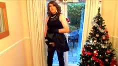 Alison in Thigh Boots - Wanking under the christmas tree