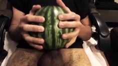 Asian Man Fucks a Watermelon