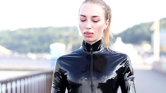 Busty brunette solo masturbation