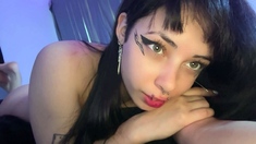 Cute curly brunette solo webcam masturbation