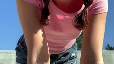 Hottie teen exposure and solo masturbation
