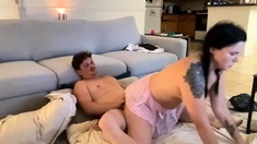 Milf cowgirl rides on young dick