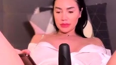 Stacked brunette goes solo toys and masturbation