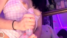 Close up cock jerking solo