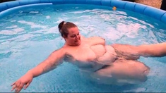 SSBBW floating and shaking in the pool! slow motion! by