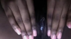 Busty black girl masturbates on webcam