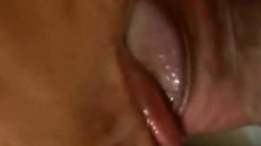 Wife's blowjob closeup