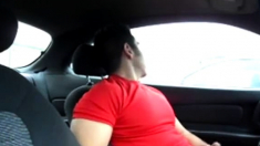 Hairy Latino bud jacks off in his car