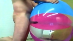 Big inflatable beach ball fuck cum inside