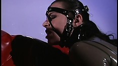 Anastasia Pierce is pretty in latex and tortures her lesbian sex slave